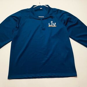 Super Bowl LIV Jacket Mens Medium Teammate Jacket Blue Double Sided 1/4 Zipper